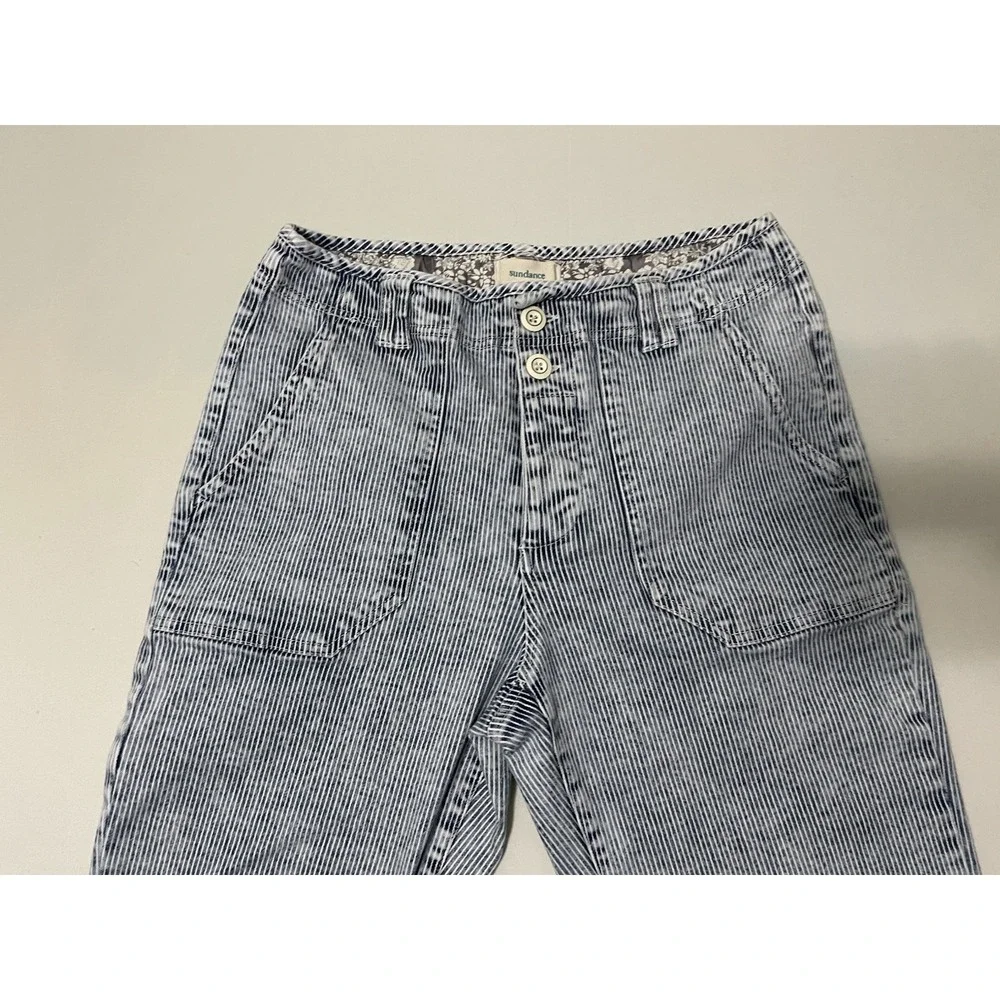 Sundance Womens Emberly Jeans Size 8‎ Railroad Striped High Rise Button Fly